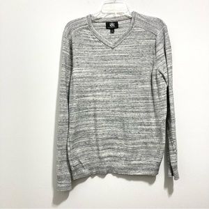 Rock & Republic Men’s Fine Gage V-Neck Sweater Pullover Gray Heather